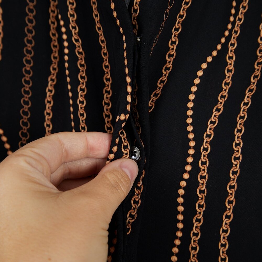 Aritzia Babaton Button Front Power Blouse Black Gold Women's Small NWT - Picture 3 of 7